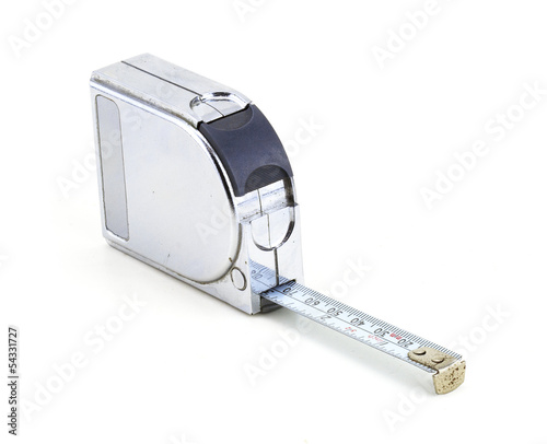 metal measure tape in a white background
