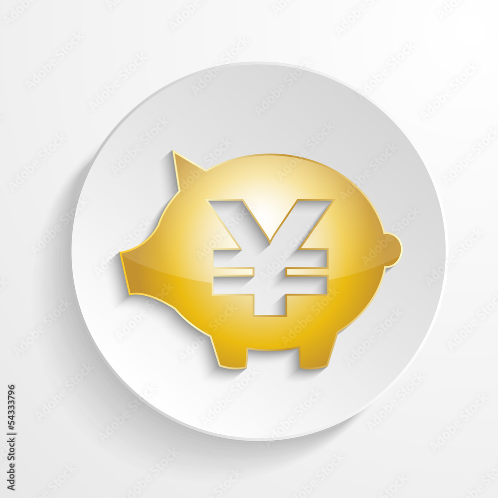 Obraz premium vector yen piggy bank with shadow effect