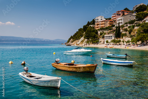 Motor Boats in a Quiet Bay near Split, Croatia
