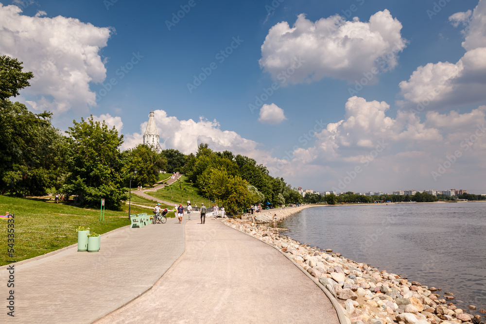 Moscow River and Church of the Ascension in Kolomenskoye, Moscow