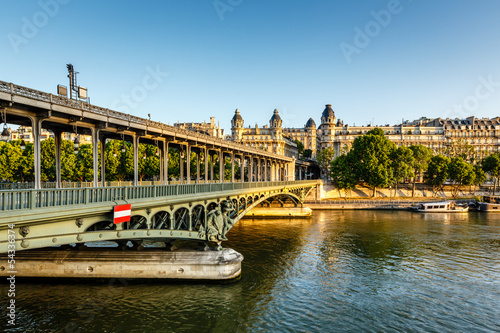 Bir-Hakeim Bridge and Seine River in the Morning, Paris, France