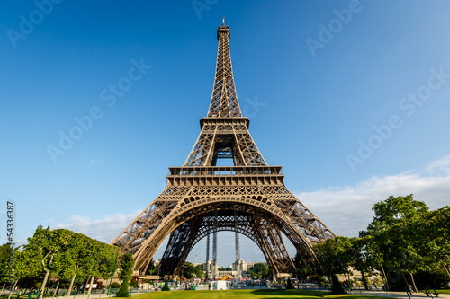 Eiffel Tower and Champ  de Mars in Paris, France