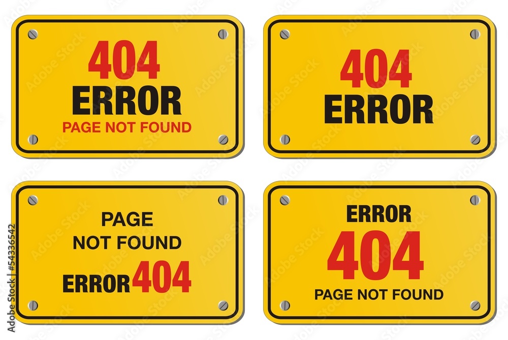 Obraz premium error 404 yellow sign - rectangle sign