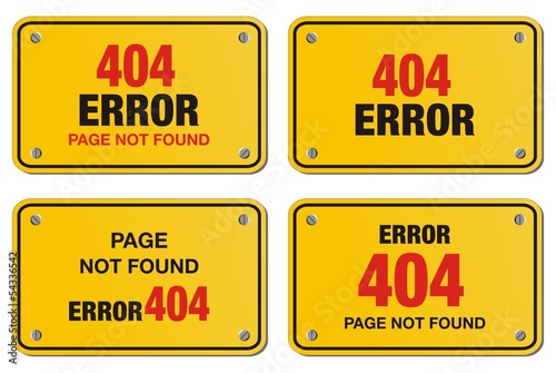 error 404 yellow sign - rectangle sign