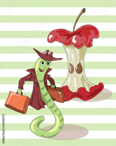 the worm leaves the eaten Apple