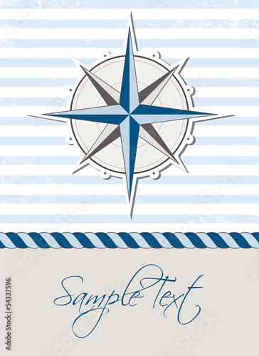 Nautical background with compass, marine card