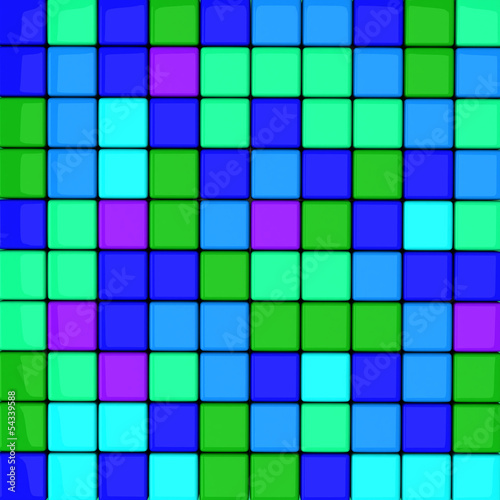Green and blue mosaic background, 3d