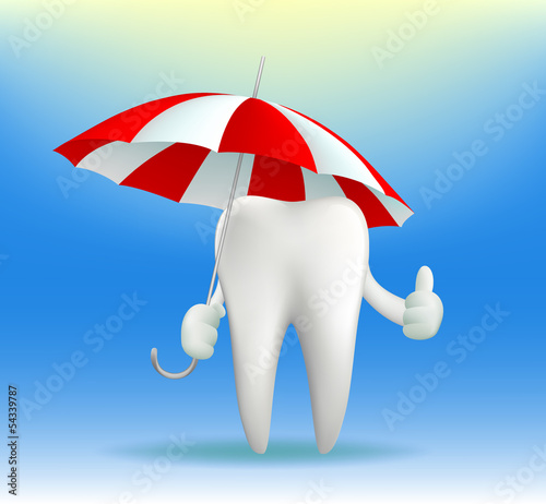 tooth holding an umbrella