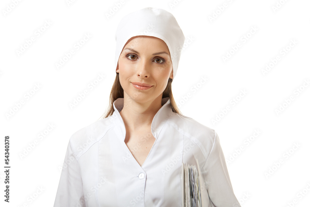 Woman doctor / nurse, isolated over white background Woman doctor / nurse, isolated over white background