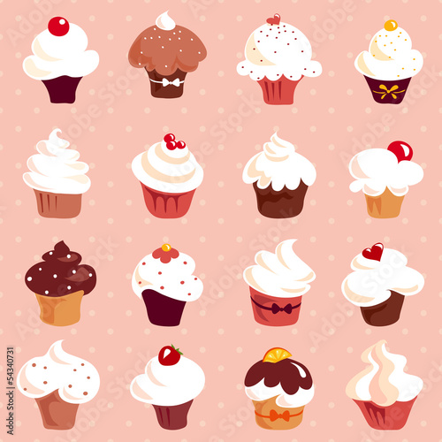 Cupcakes - seamless background