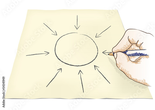 mano disegna un centro