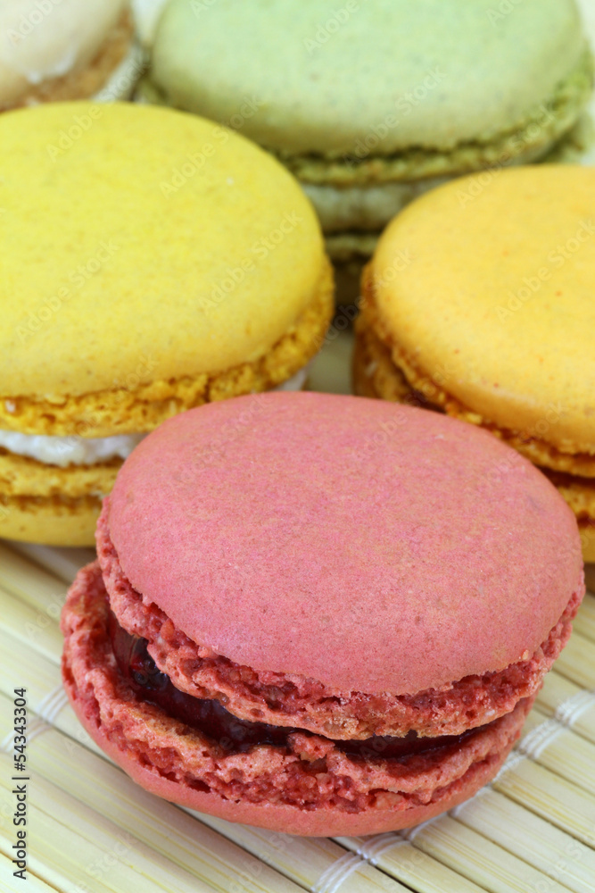 Colorful macaroons, close up Colorful macaroons, close up
