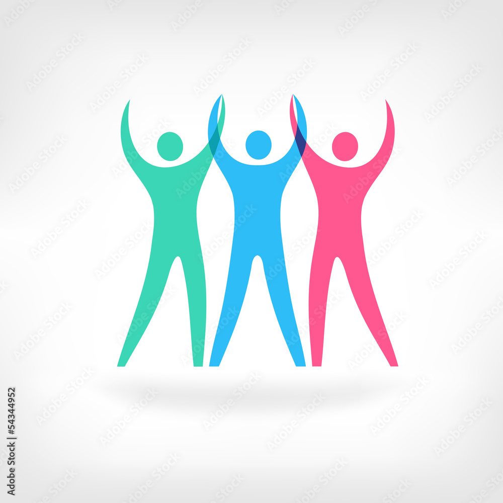 Conceptual illustration of the success of a team. Abstract human Conceptual illustration of the success of a team. Abstract human
