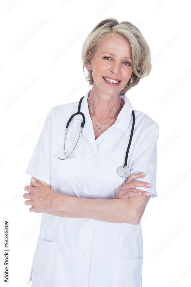 Portrait Of Happy Mature Female Doctor Portrait Of Happy Mature Female Doctor
