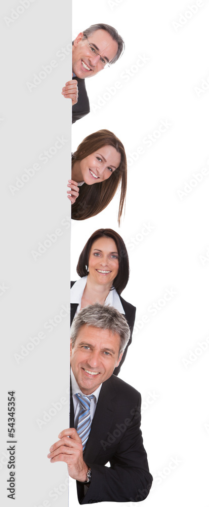 Business People Holding Placard Business People Holding Placard