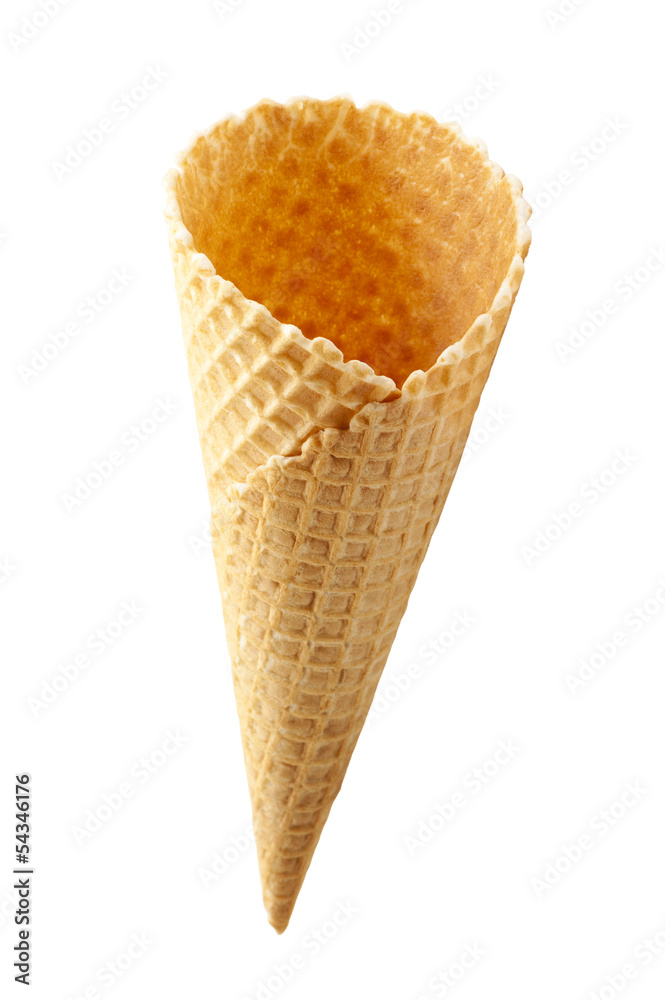 ice cream wafer cone close-up isolated on white background ice cream wafer cone close-up isolated on white background