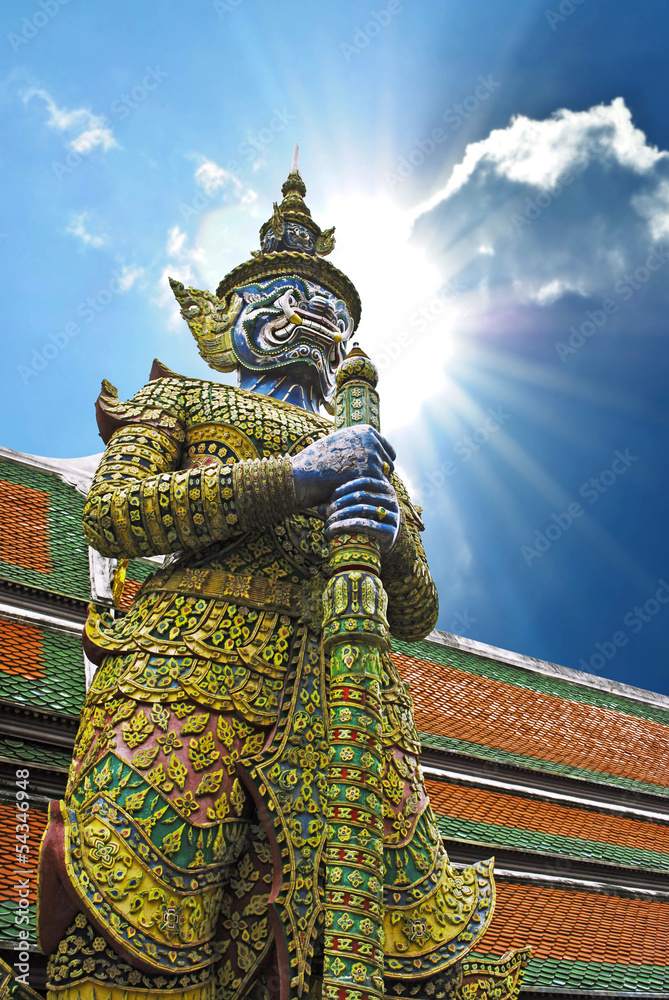 Ancient giant sculpture of The Emerald Buddha temple in Bangkok, Ancient giant sculpture of The Emerald Buddha temple in Bangkok,