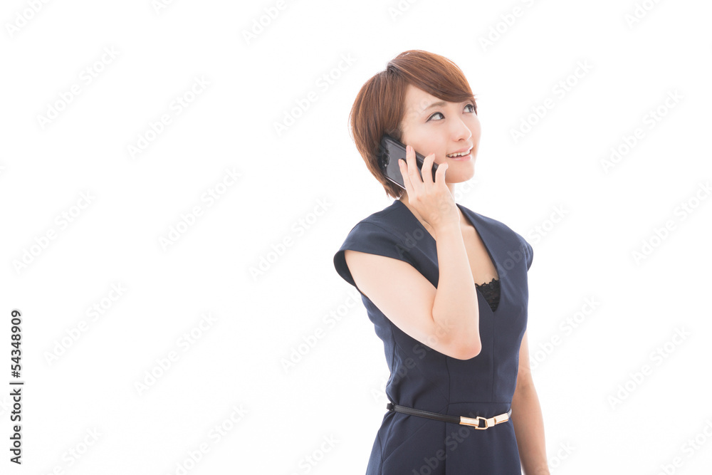 電話をする女性 ビジネス 電話をする女性 ビジネス