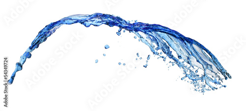 Flying splash blue liquid on a white background