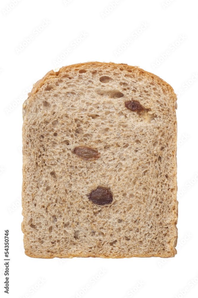Slice of bread isolated on white background