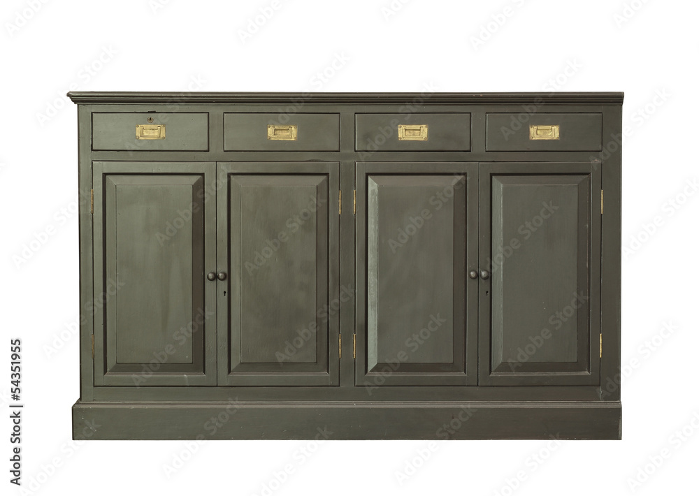 Fototapeta premium Vintage wooden cabinet isolated on white background