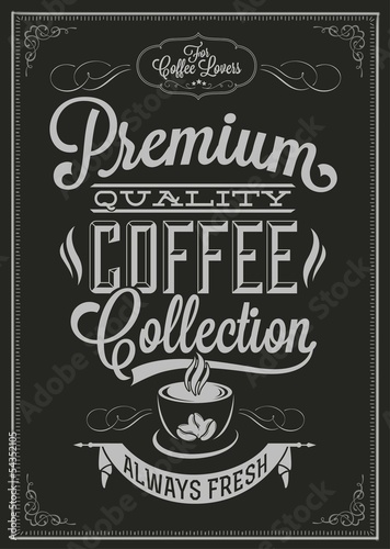 Canvas Print Coffee Typography Background On Chalkboard