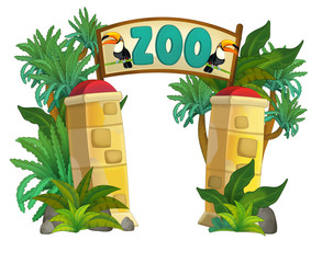 Foto auf Acrylglas Zoo Cartoon zoo - amusement park - illustration  © agaes8080