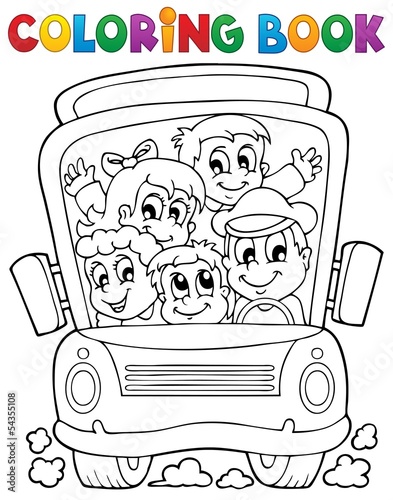 Coloring book school bus theme 1