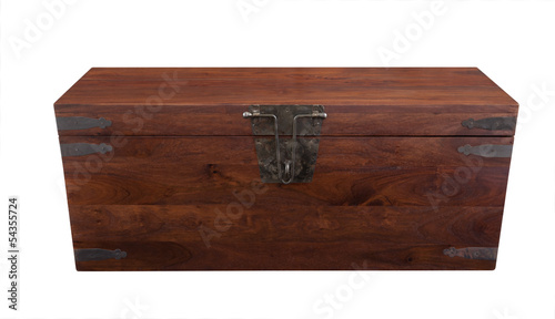 Closed wooden chest frontal view