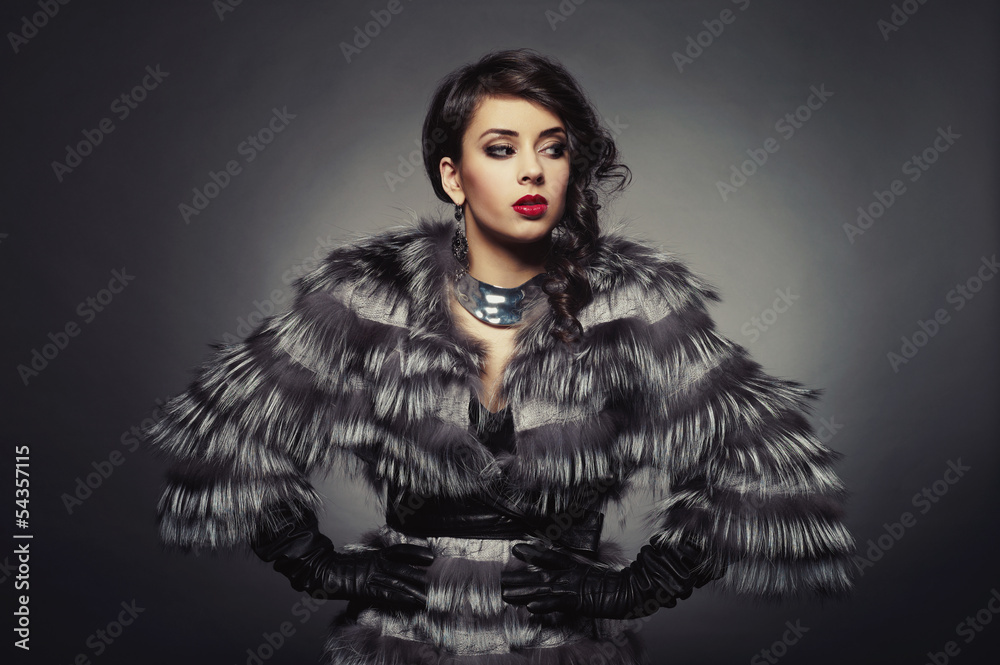 Lady in luxurious fur coat