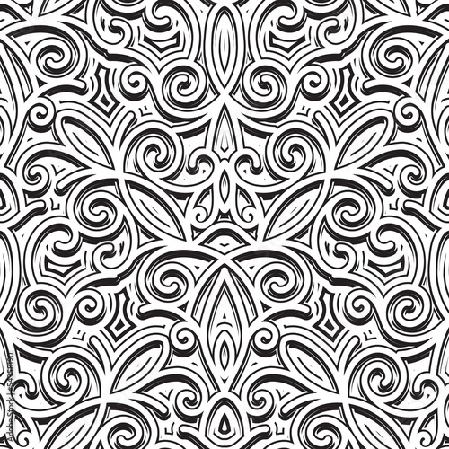 Vintage ornament  black and white seamless pattern
