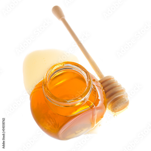 honey jar on white