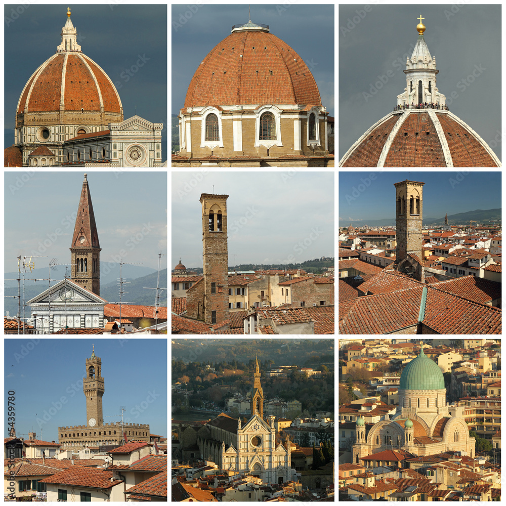Obraz premium florentine roofs collage, Florence