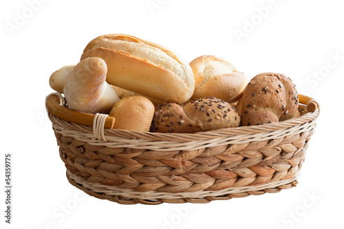 Fresh bread rolls in a basket