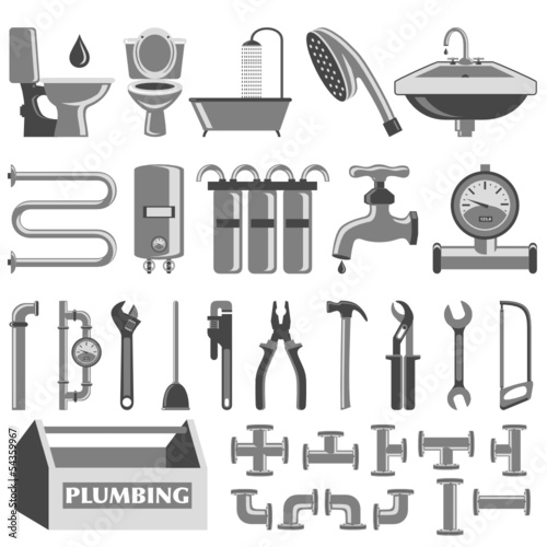 Plumbing icons set