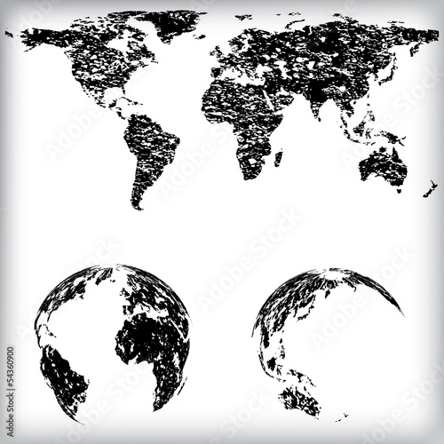World map with globes