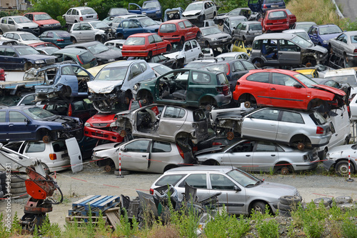 Old cars in the junkyard