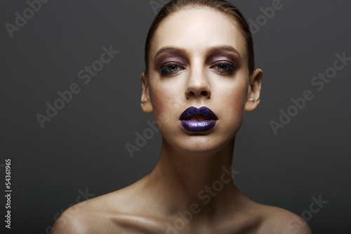 фотографія Glam. Classy Ambitious Woman with Glossy Bright Makeup. Elegance