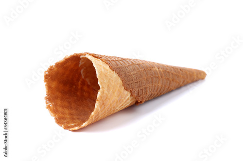 Wafer cup for ice-cream. Isolated.