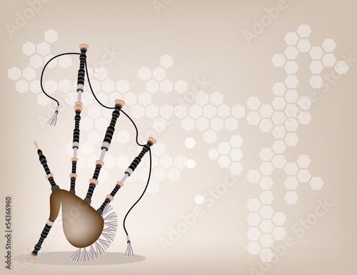 A Beautiful Scottish Bagpipe on Brown Background