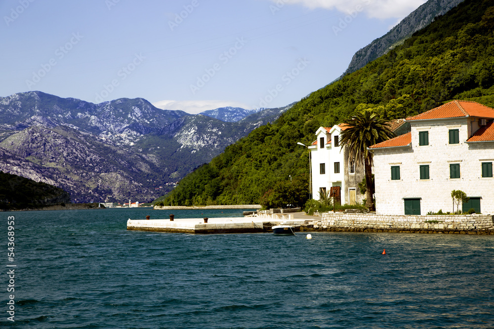 Panoramic view of Boka Kotorska Bay, Montenegro