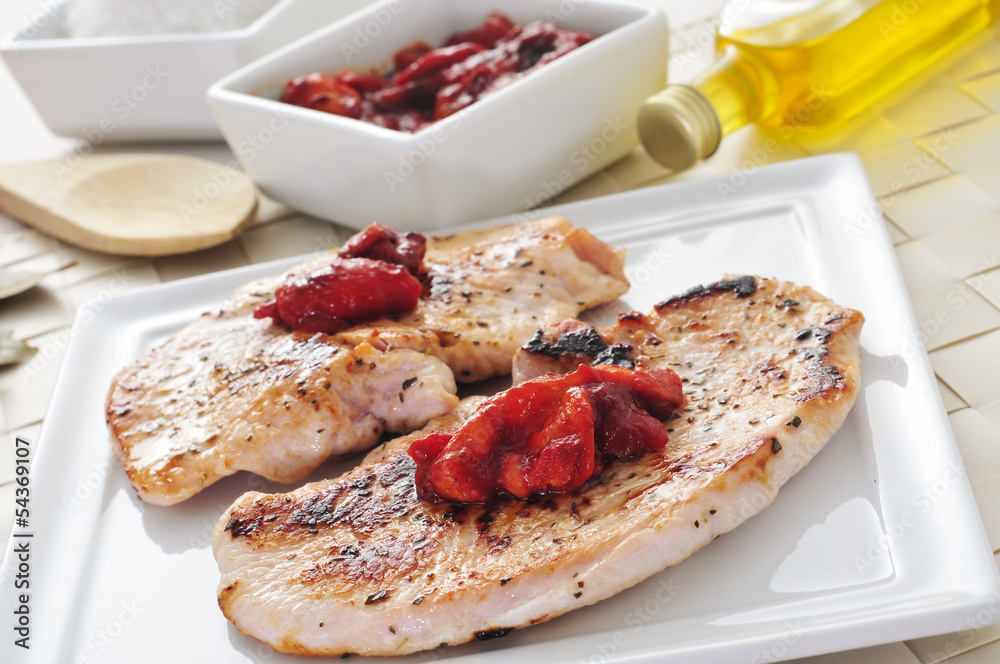 grilled chicken meat and grilled pepper grilled chicken meat and grilled pepper