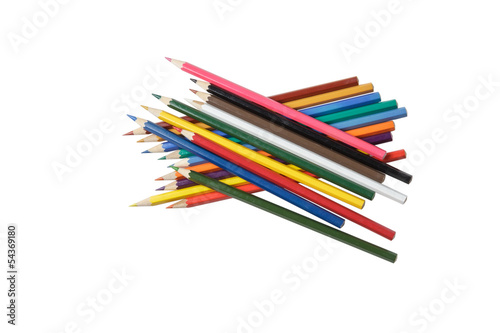 Crayons on white background