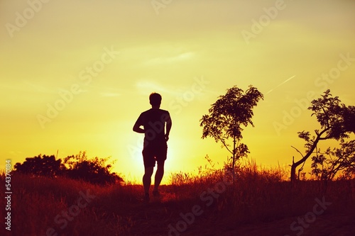 Running at the sunset