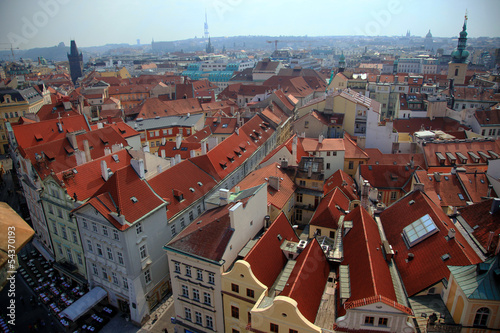 Photography Roofs of Prague, Aerial view of Prague, Czech Republic