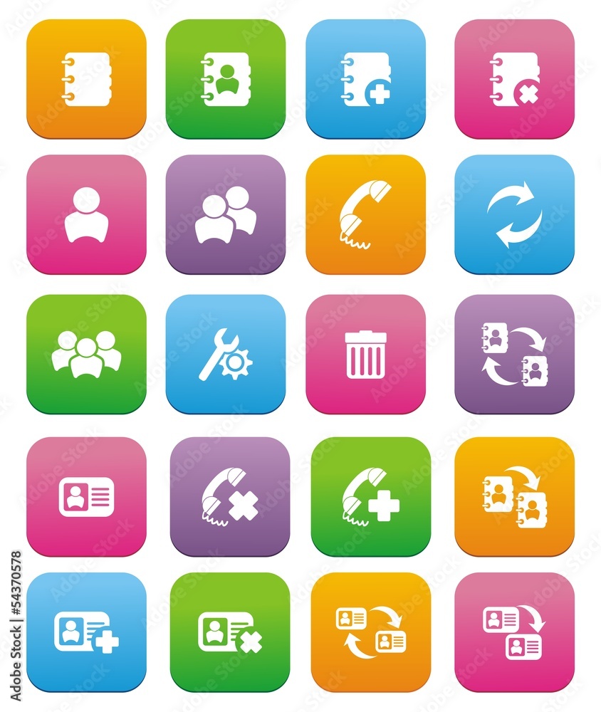 contact flat style icon sets