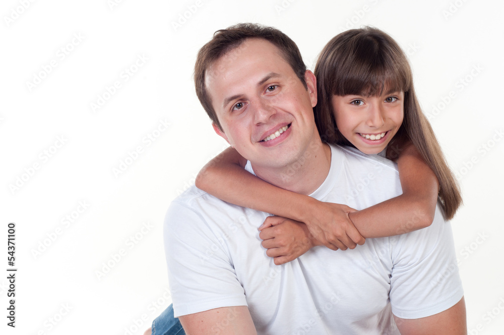 Portrait of a happy father and a beautiful little girl Portrait of a happy father and a beautiful little girl