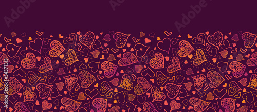 Vector Valentine's Day Hearts Horizontal Seamless Pattern