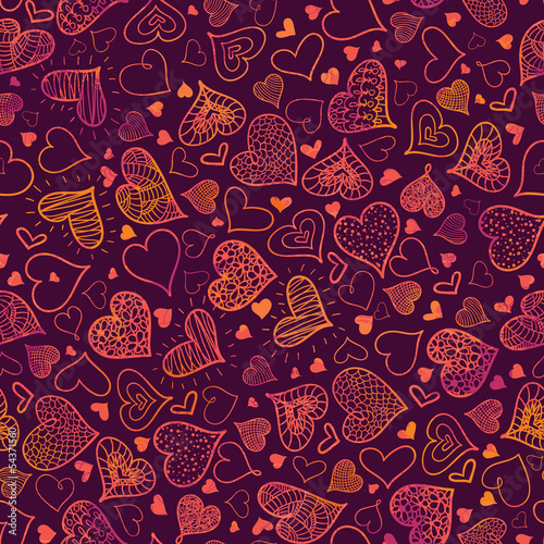 Vector Valentine's Day Hearts Seamless Pattern Background with