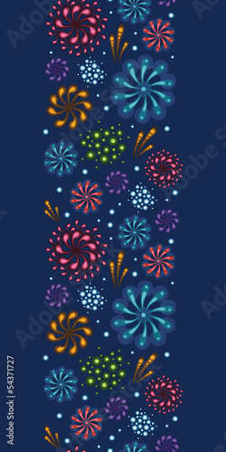 Vector holiday fireworks vertical seamless pattern background